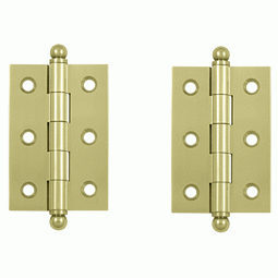 2 1/2 Inch x 1 11/16 Inch Solid Brass Cabinet Hinges (Unlacquered Brass Finish) DELTANA