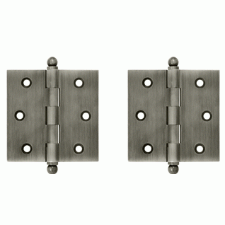 2 1/2 Inch x 2 1/2 Inch Solid Brass Cabinet Hinges (Antique Nickel) DELTANA