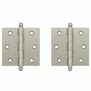 2 1/2 Inch x 2 1/2 Inch Solid Brass Cabinet Hinges (Brushed Nickel Finish) DELTANA