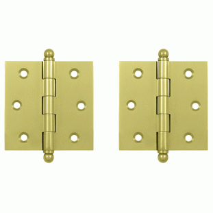 2 1/2 Inch x 2 1/2 Inch Solid Brass Cabinet Hinges (Polished Brass) DELTANA