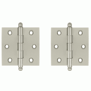 2 1/2 Inch x 2 1/2 Inch Solid Brass Cabinet Hinges (Polished Nickel Finish) DELTANA