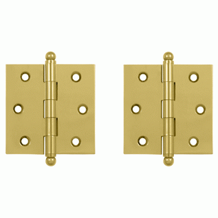 2 1/2 Inch x 2 1/2 Inch Solid Brass Cabinet Hinges (Polished Brass Finish) DELTANA