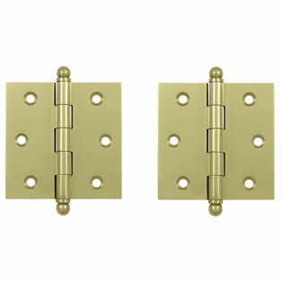 2 1/2 Inch x 2 1/2 Inch Solid Brass Cabinet Hinges (Unlacquered Brass Finish) DELTANA