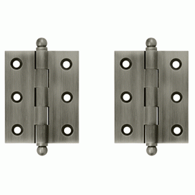 2 1/2 Inch x 2 Inch Solid Brass Cabinet Hinges (Antique Nickel Finish) DELTANA