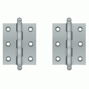 2 1/2 Inch x 2 Inch Solid Brass Cabinet Hinges (Brushed Chrome Finish) DELTANA