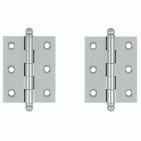 2 1/2 Inch x 2 Inch Solid Brass Cabinet Hinges (Polished Chrome Finish) DELTANA