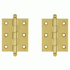 2 1/2 Inch x 2 Inch Solid Brass Cabinet Hinges (Polished Brass Finish) DELTANA