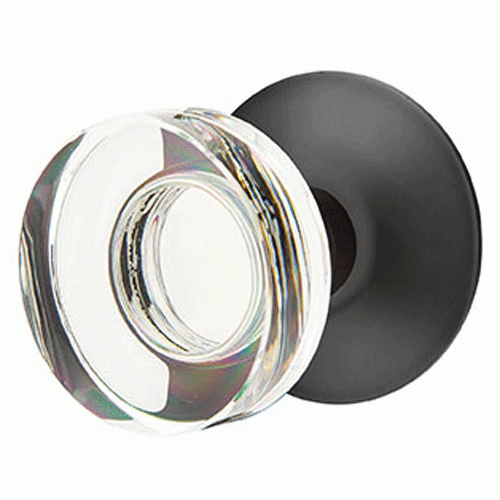 Modern Disc Crystal Door Knob Set With Modern Rosette (Several Finish Options) EMTEK