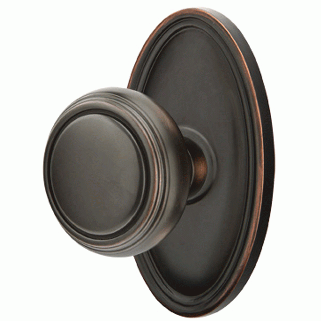 Solid Brass Norwich Door Knob Set With Oval Rosette (Several Finish Options) EMTEK