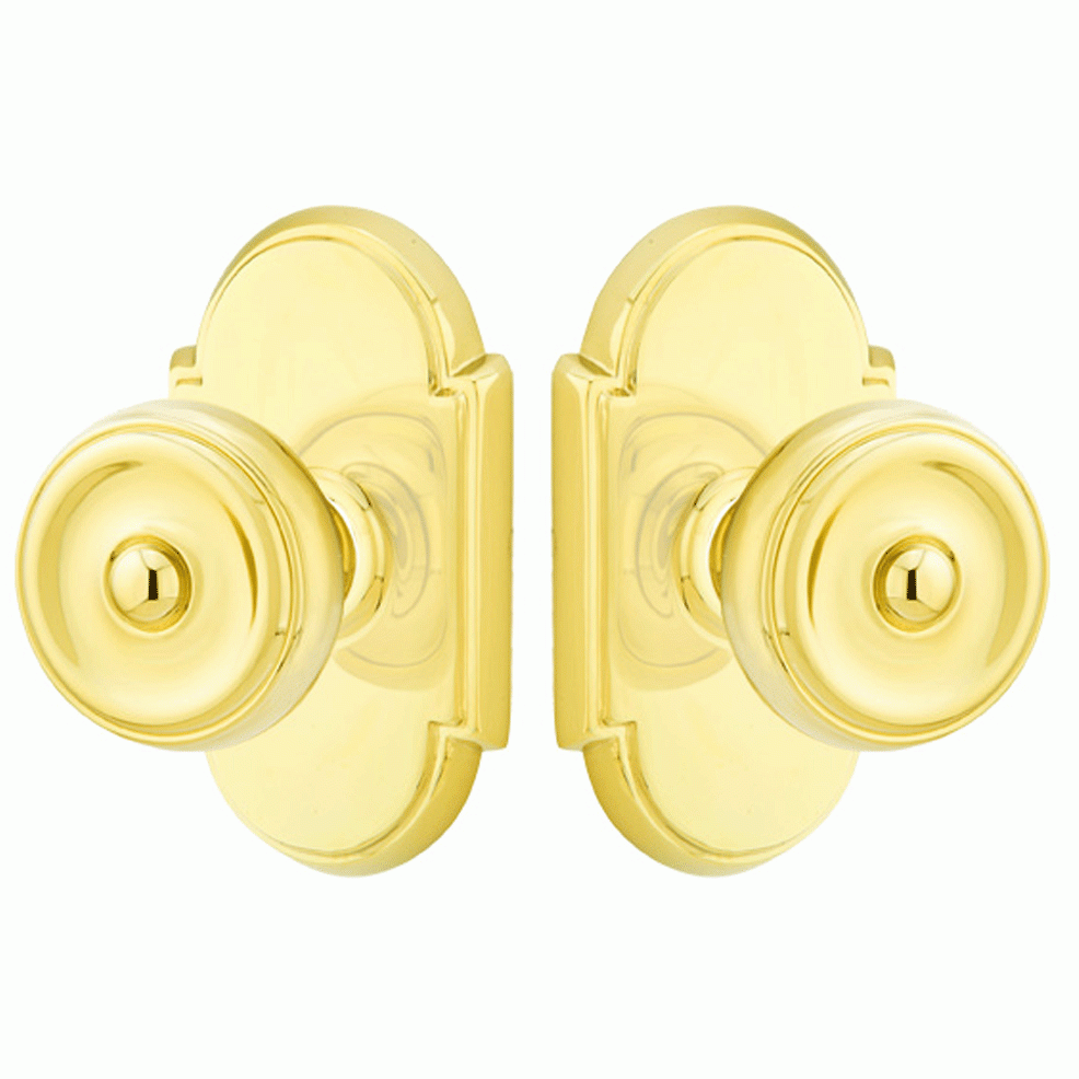 Solid Brass Waverly Door Knob Set With # 8 Rosette (Several Finish Options) EMTEK