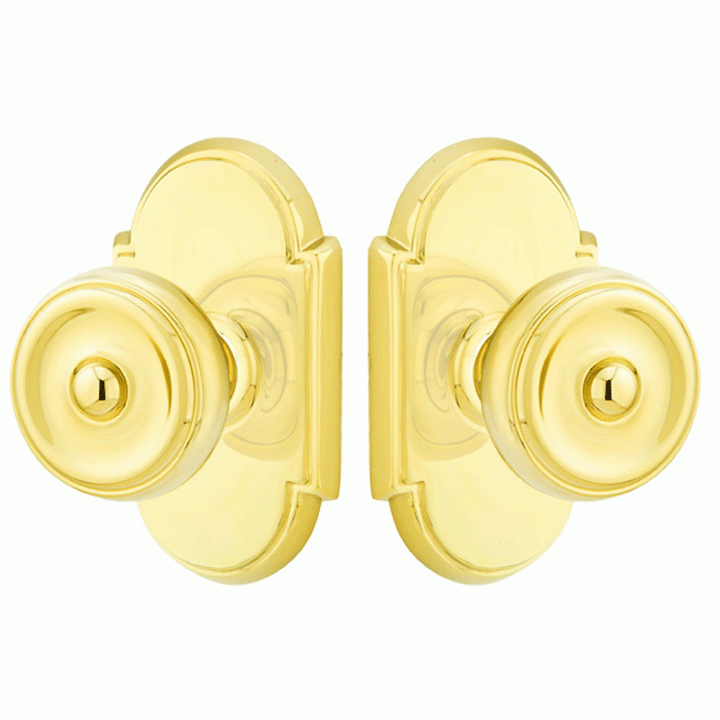 Solid Brass Waverly Door Knob Set With # 8 Rosette (Several Finish Options) EMTEK