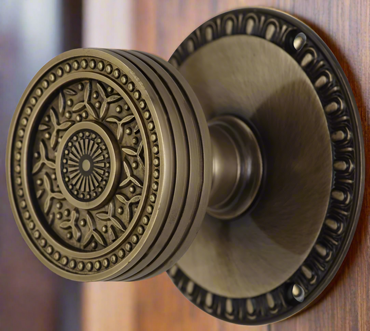 Egg & Dart Rosette Door Set with Rice Pattern Door Knobs (Several Finishes Available) COPPER MOUNTAIN HARDWARE