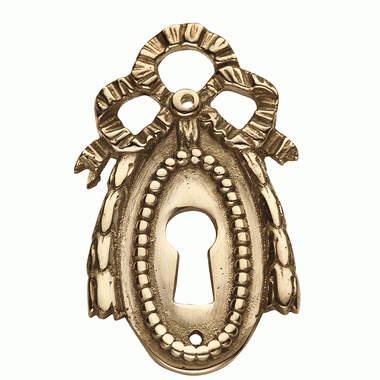 2 1/8 Inch by 1 1/4 Inch Victorian Ribbon Escutcheon (Polished Brass Finish) COPPER MOUNTAIN HARDWARE