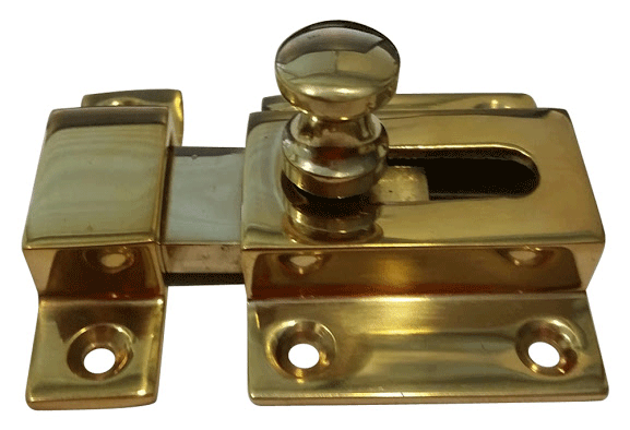 2 1/4 Inch Solid Brass Cabinet Latch With Round Turn Piece (Polished Brass Finish) COPPER MOUNTAIN HARDWARE