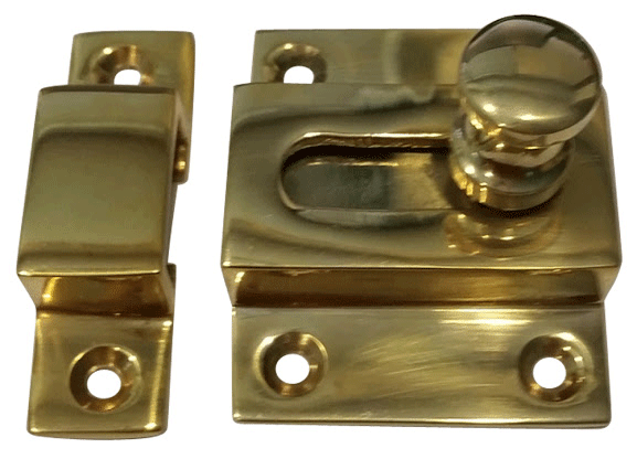 2 1/4 Inch Solid Brass Cabinet Latch With Round Turn Piece (Polished Brass Finish) COPPER MOUNTAIN HARDWARE