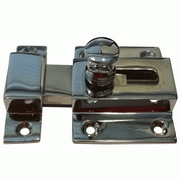 2 1/4 Inch Solid Brass Cabinet Latch With Round Turn Piece (Polished Chrome Finish) COPPER MOUNTAIN HARDWARE