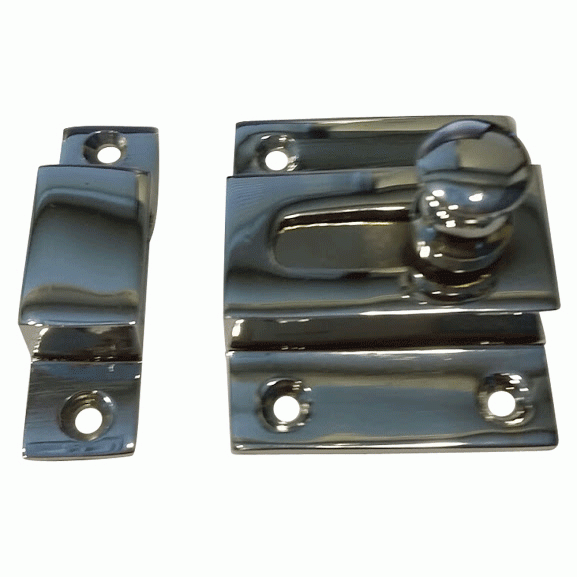 2 1/4 Inch Solid Brass Cabinet Latch With Round Turn Piece (Polished Chrome Finish) COPPER MOUNTAIN HARDWARE