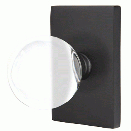 Emtek Crystal Bristol Door Knob Set With Modern Rectangular Rosette (Several Finish Options) EMTEK