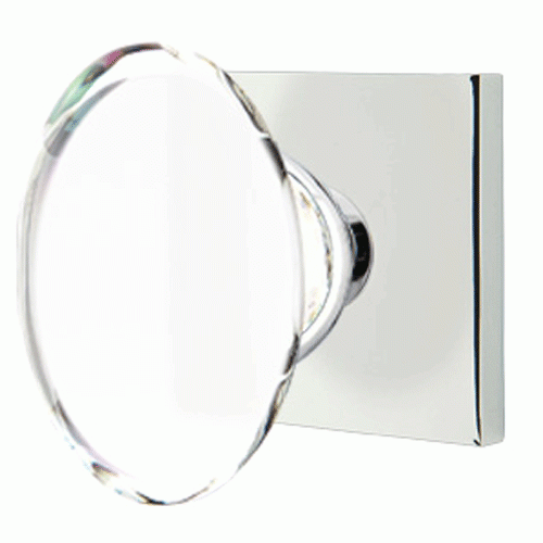 Crystal Hampton Door Knob Set With Square Rosette (Several Finish Options) EMTEK