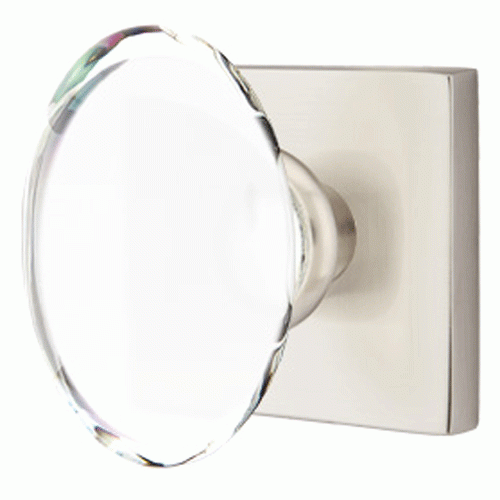 Crystal Hampton Door Knob Set With Square Rosette (Several Finish Options) EMTEK