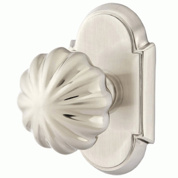 Emtek Solid Brass Melon Door Knob Set With # 8 Rosette (Several Finish Options) EMTEK