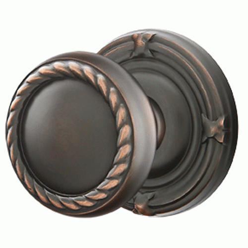 Solid Brass Rope Door Knob Set With Ribbon & Reed Rosette (Several Finish Options) EMTEK