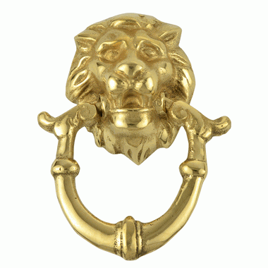 2 4/5 Inch Solid Brass Lion Drop Drawer Ring Pull (Polished Brass) COPPER MOUNTAIN HARDWARE