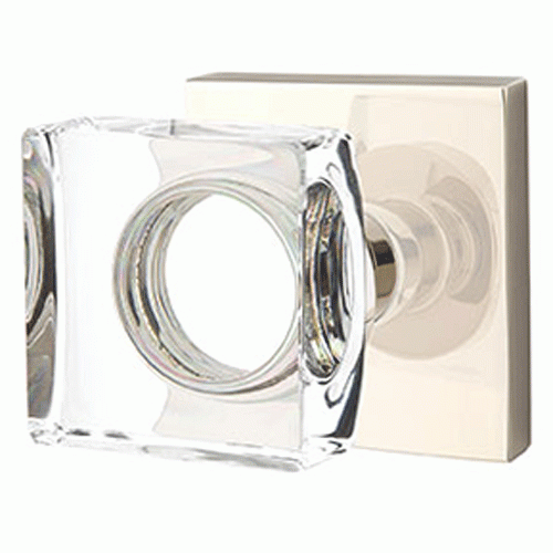 Modern Square Crystal Door Knob Set With Square Rosette (Several Finish Options) EMTEK