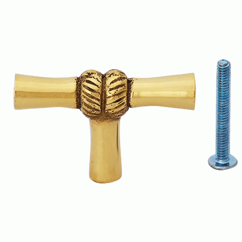 2 Inch Solid Brass Japanese Bamboo Style Knob (Lacquered Brass Finish) COPPER MOUNTAIN HARDWARE