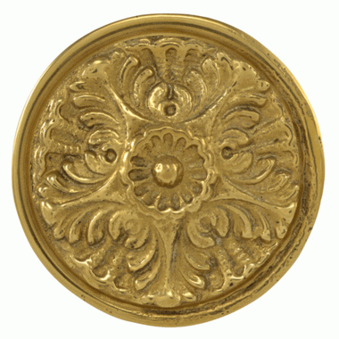 2 Inch Solid Brass Victorian Floral Knob (Lacquered Brass Finish) COPPER MOUNTAIN HARDWARE