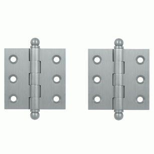 2 Inch x 2 Inch Solid Brass Cabinet Hinges (Brushed Chrome Finish) DELTANA