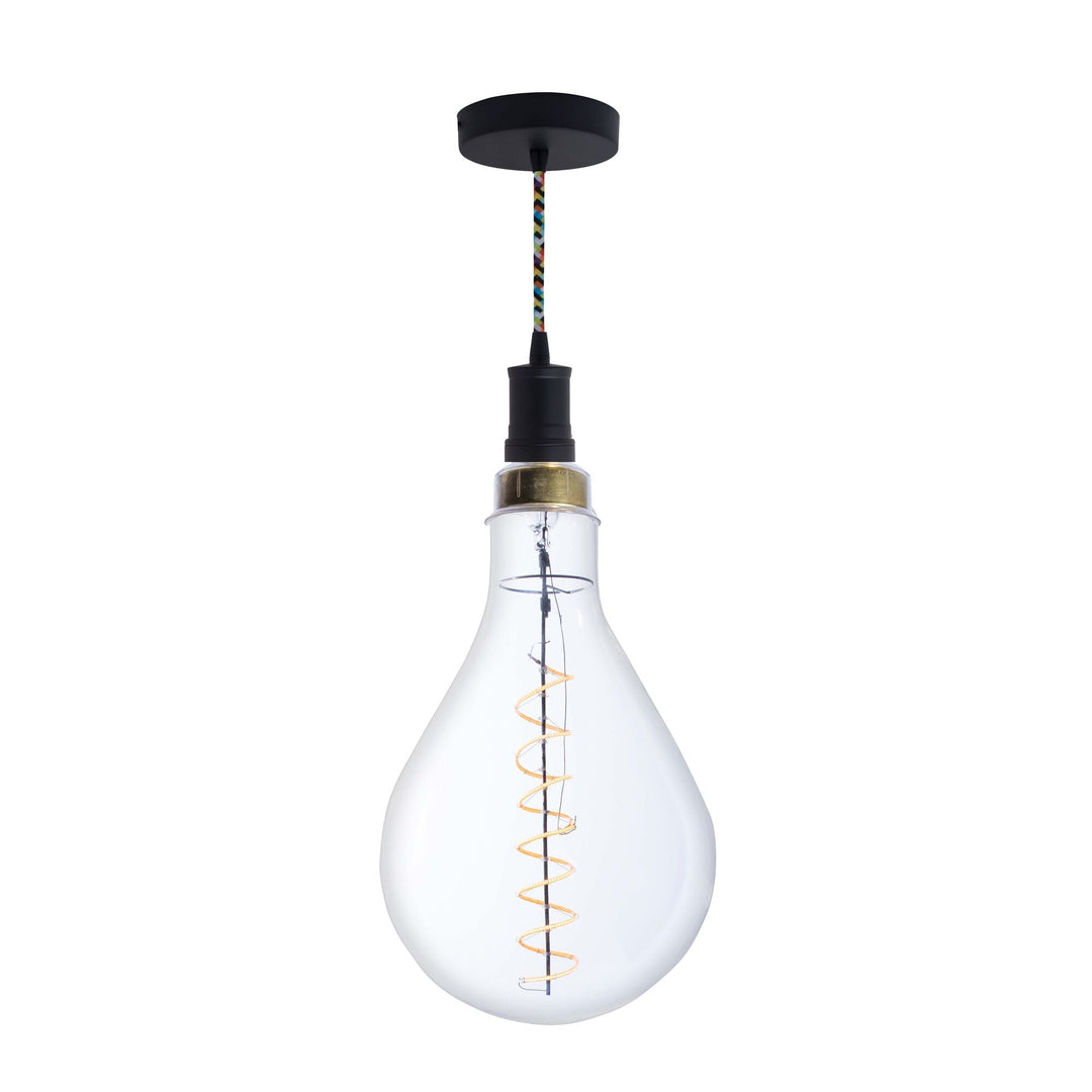 Bulbrite 4W LED PEAR SHAPED GRAND 2200K FILAMENT W/ BLACK PENDANT WITH MULTICOLOR STRING