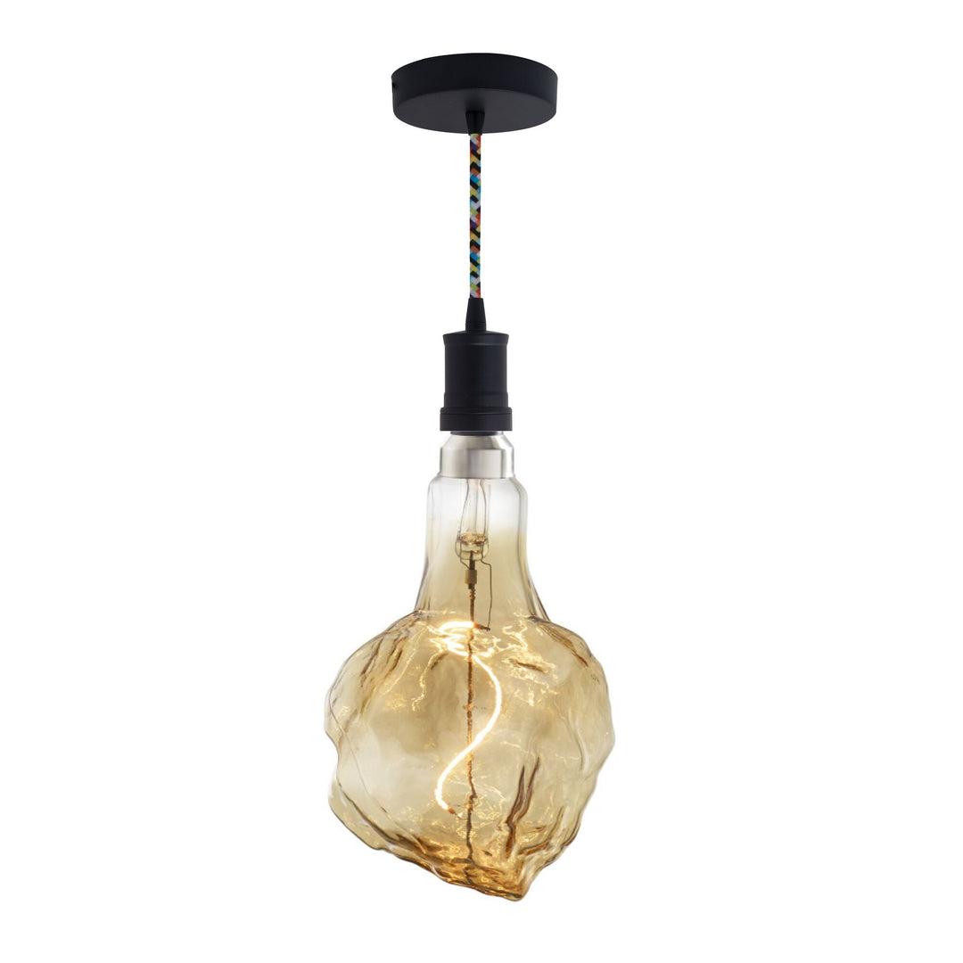 Bulbrite 4W LED GLACIER NATURAL GRAND 2200K FILAMENT W/ BLACK PENDANT WITH MULTICOLOR STRING