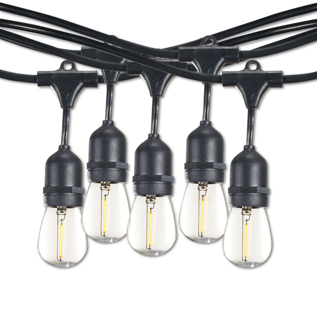 Bulbrite 14' STRING LIGHT 10 SOCKETS 16" SPACING E26 BLACK KIT -  W/1W PLASTIC LED S14 CLEAR LAMPS