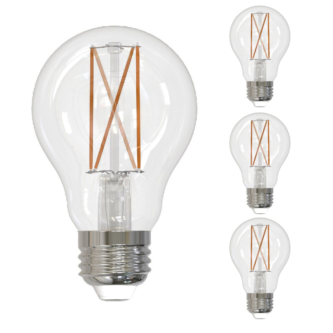 Bulbrite 9W LED A19 4000K FILAMENT CLEAR E26 FULLY COMPATIBLE DIMMING 4PK