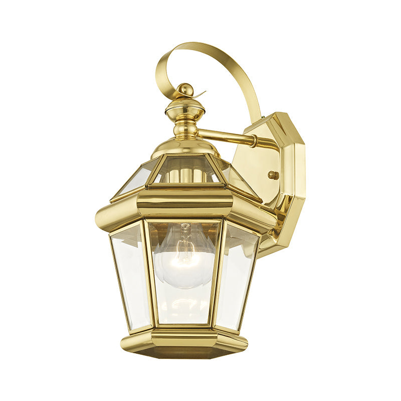 1 Light Polished Brass Outdoor Wall Lantern Livex