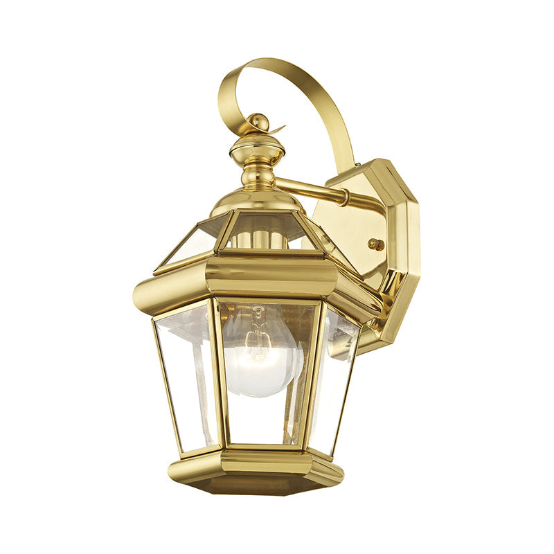 1 Light Polished Brass Outdoor Wall Lantern Livex