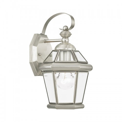 1 Light Brushed Nickel Outdoor Wall Lantern Livex