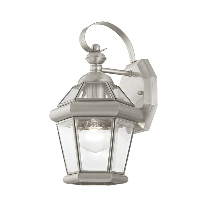 1 Light Brushed Nickel Outdoor Wall Lantern Livex