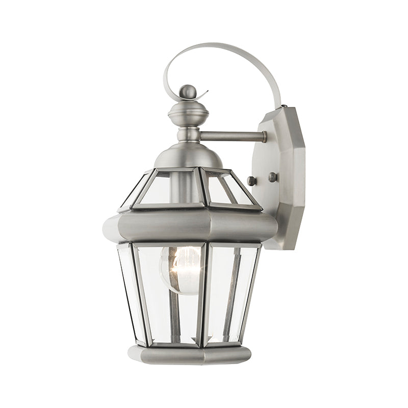 1 Light Brushed Nickel Outdoor Wall Lantern Livex