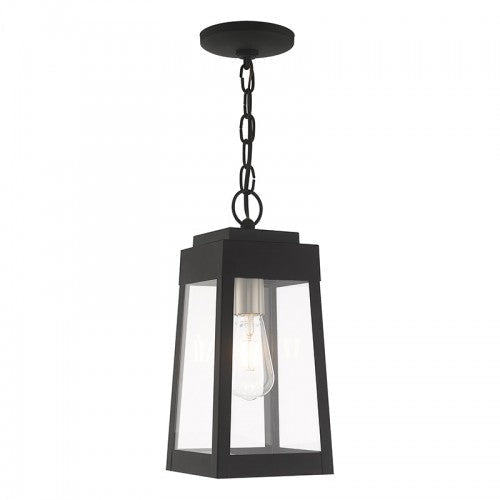 1 Light Black Outdoor Pendant Lantern Livex