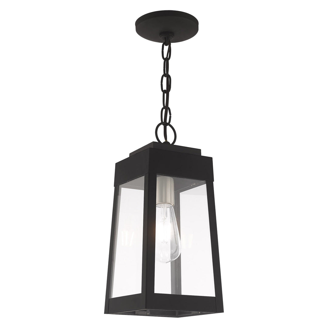 1 Light Black Outdoor Pendant Lantern Livex