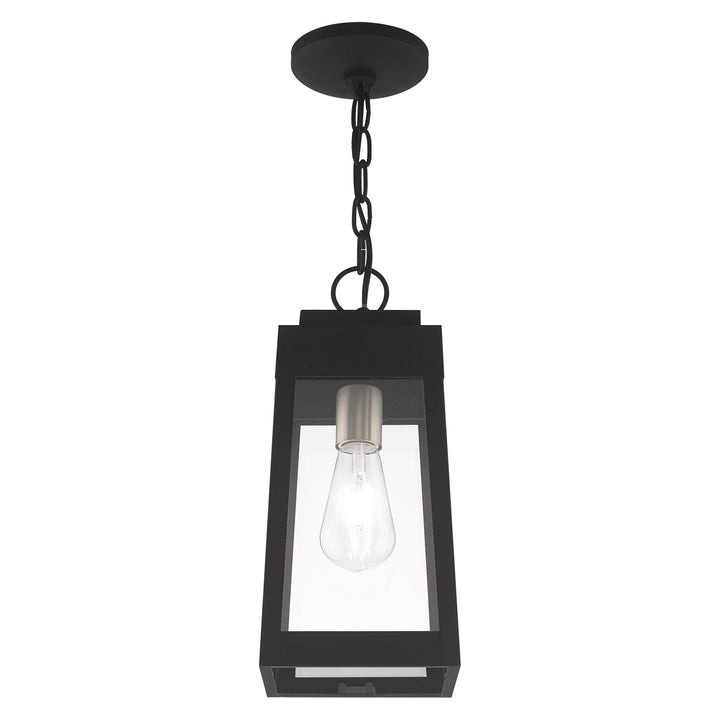 1 Light Black Outdoor Pendant Lantern Livex