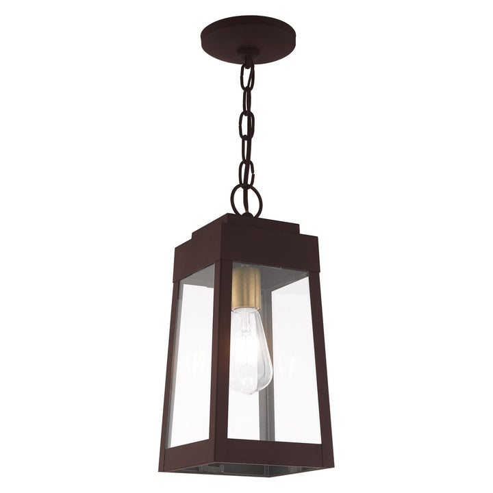 1 Light Bronze Outdoor Pendant Lantern Livex