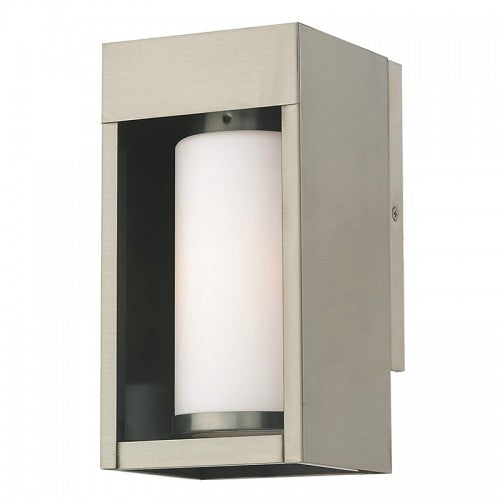 1 Light Brushed Nickel Outdoor Wall Lantern Livex