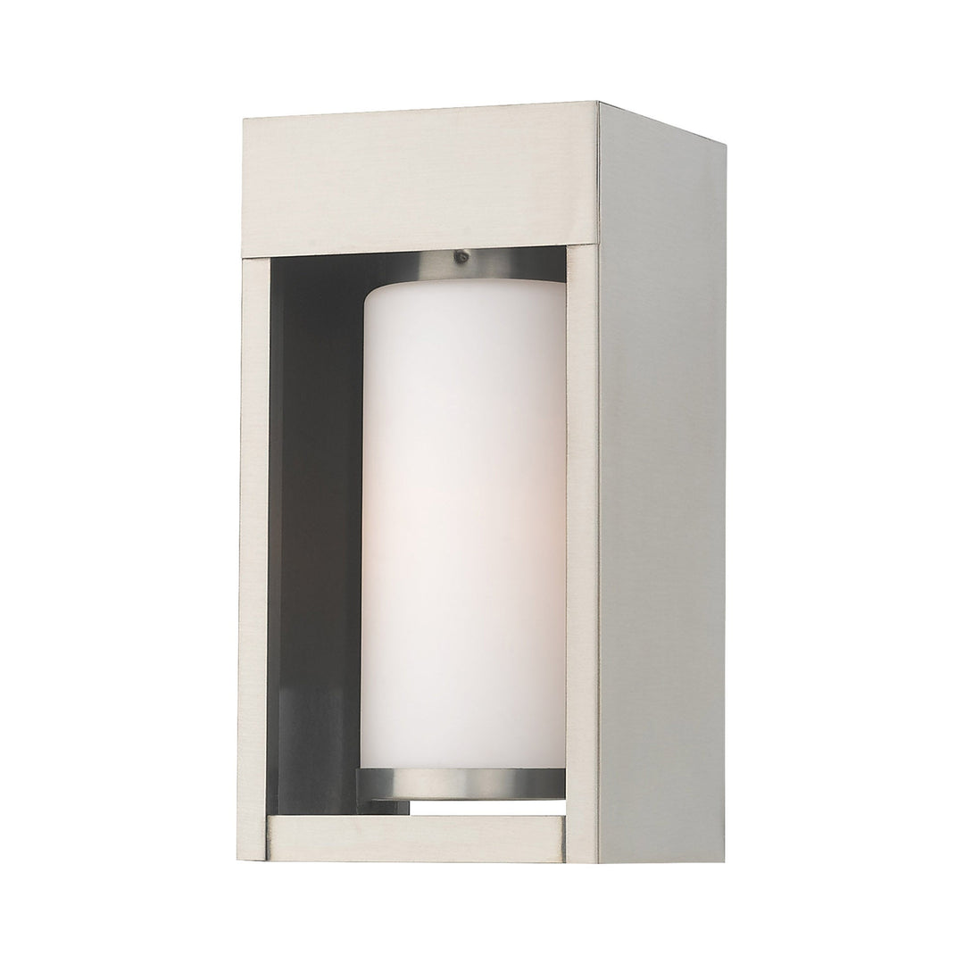 1 Light Brushed Nickel Outdoor Wall Lantern Livex