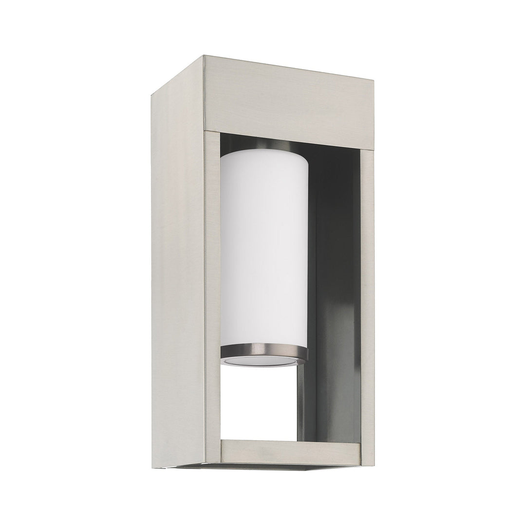 1 Light Brushed Nickel Outdoor Wall Lantern Livex