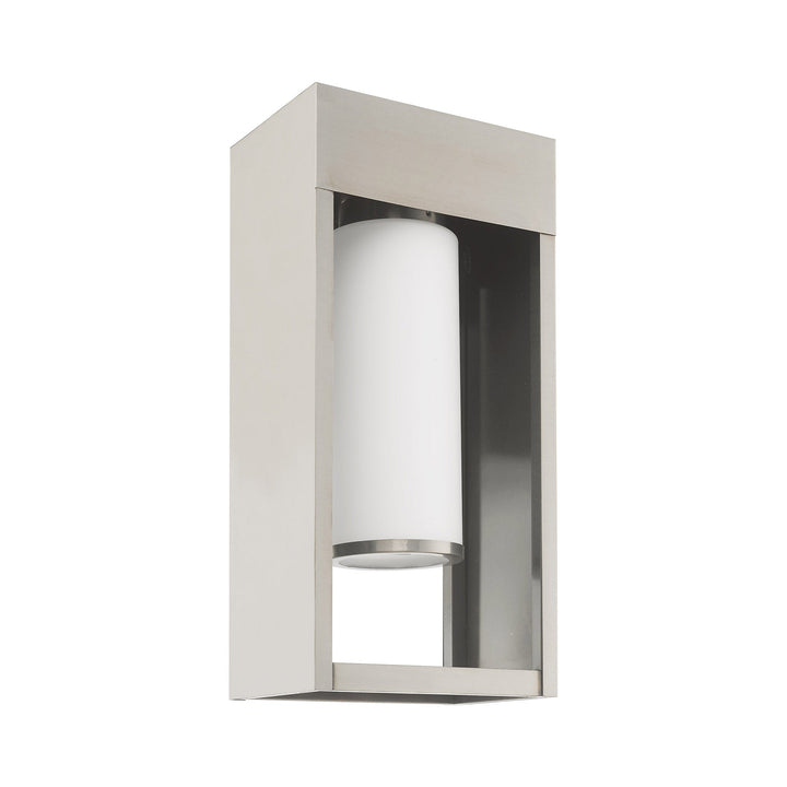 1 Light Brushed Nickel Outdoor Wall Lantern Livex