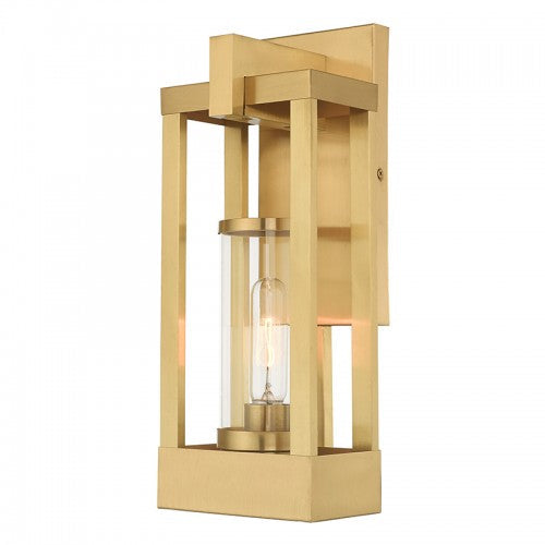 1 Light Satin Brass Outdoor Wall Lantern Livex