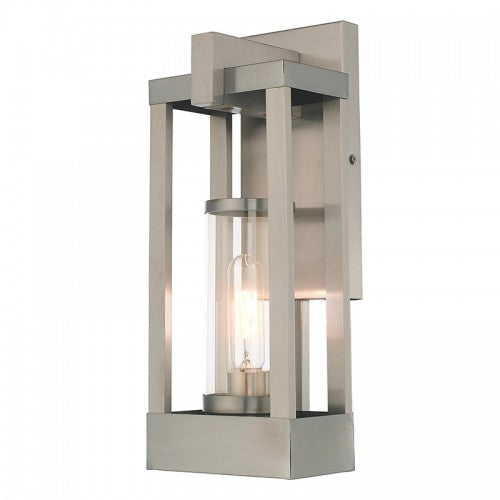 1 Light Brushed Nickel Outdoor Wall Lantern Livex